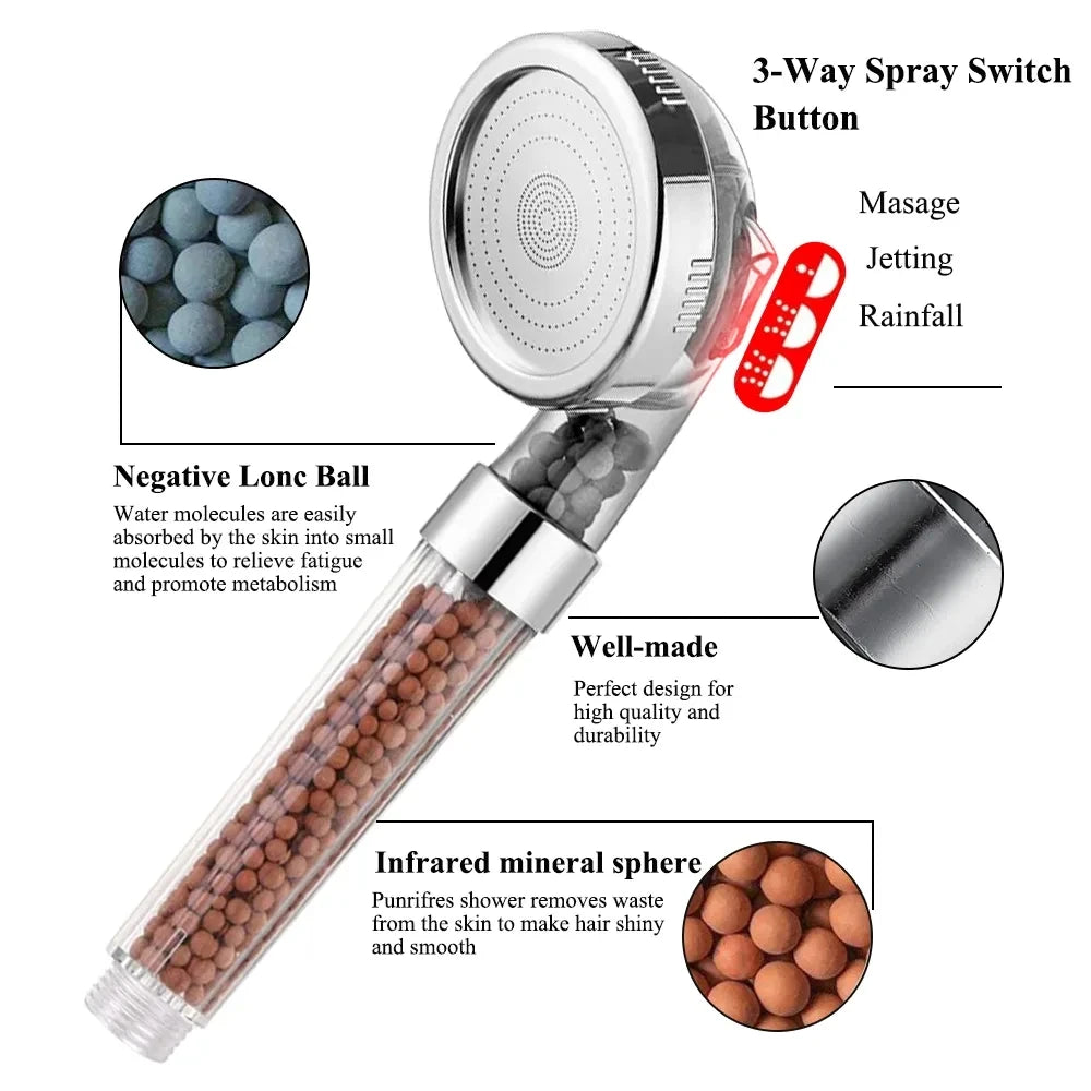 High Pressure SPA Shower Head with 3 Functions
